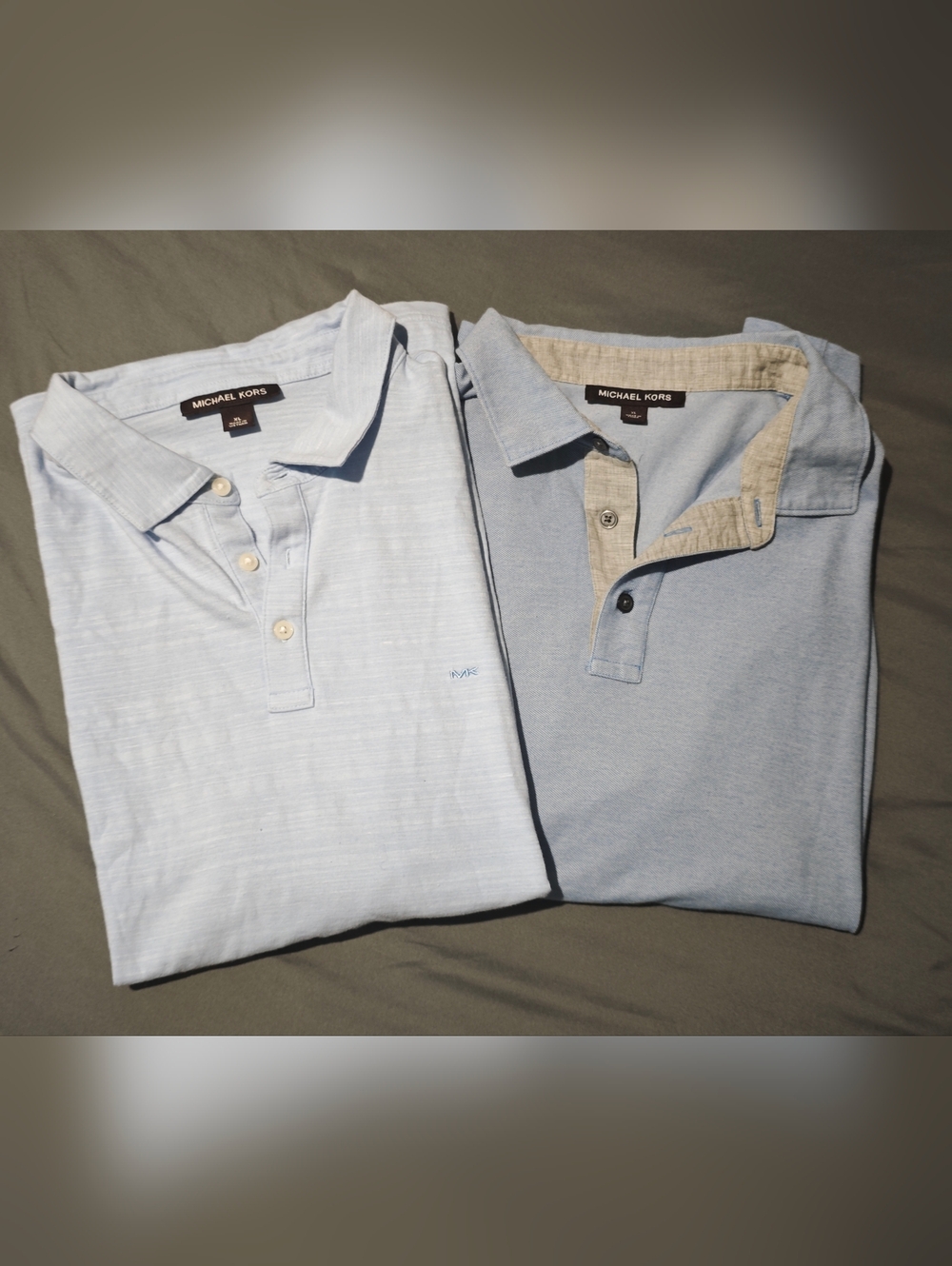 Lot of 2 Michael Kors Men's Short Sleeve Polo Shirts Light Blue Size XL